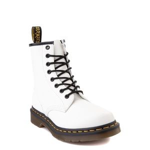 WOMENS WHITE DR.MARTEN LEATHER BOOTS